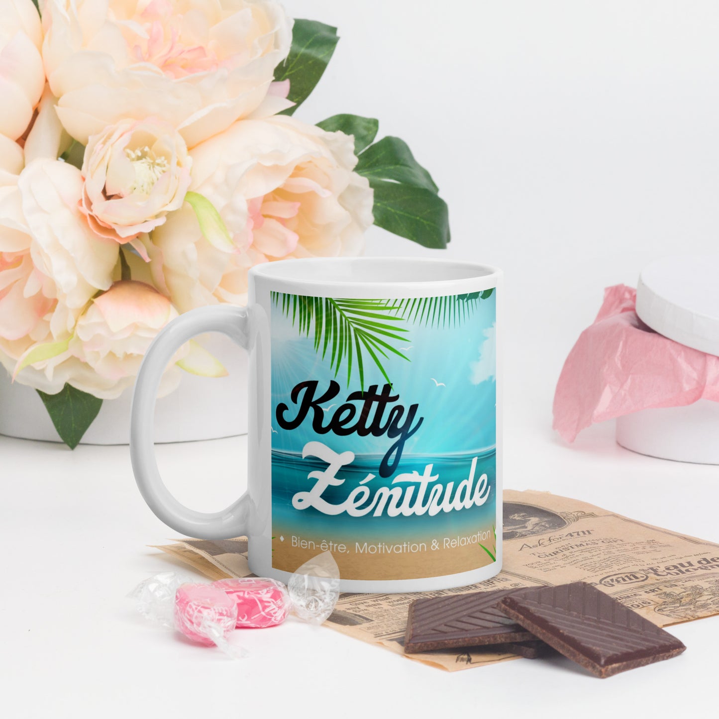 White glossy mug