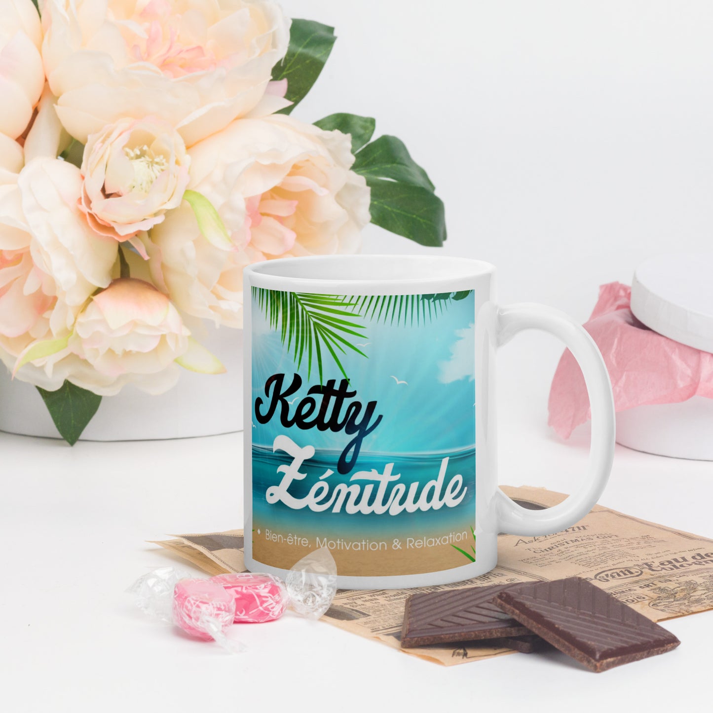 White glossy mug
